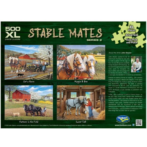 Stable Mates - Partners in the Field 500 XL Piece Jigsaw Puzzle - Holdson