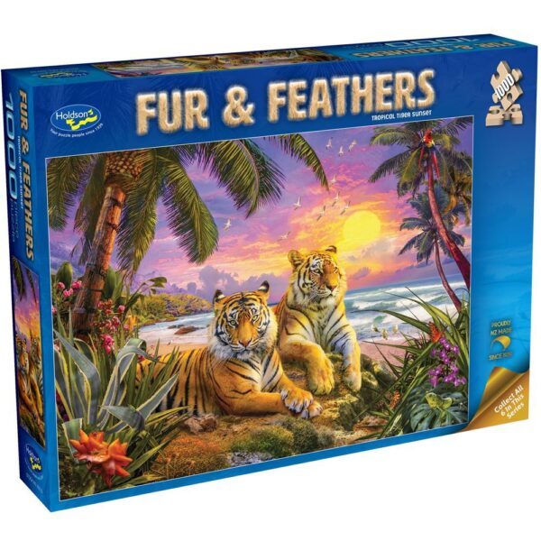 Fur & Feathers - Tropical Tiger Sunset 1000 Piece Puzzle - Holdson