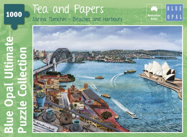 Tea and Papers 1000 Piece Jigsaw Puzzle - Blue Opal