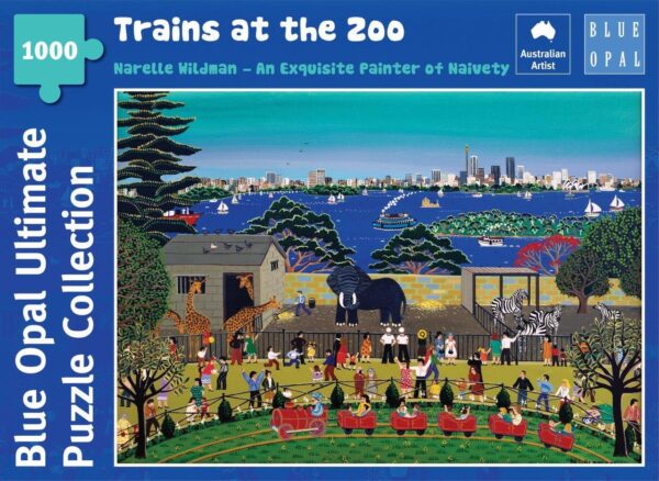 Trains at the Zoo 1000 Piece Puzzle - Blue Opal