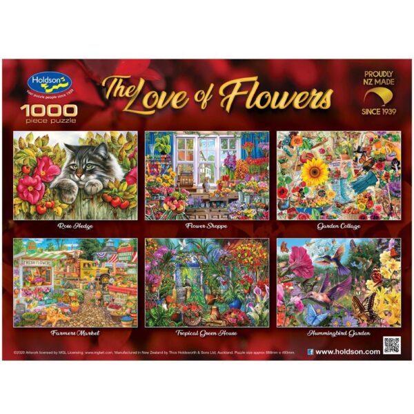 The Love of Flowers - Rose Hedge 1000 Piece Puzzle - Holdson