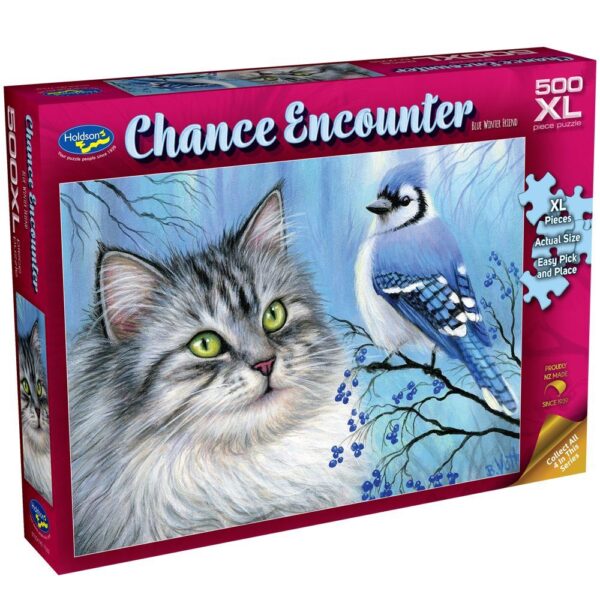 Chance Encounter - Blue Winter Friend 500 XL Piece Puzzle - Holdson