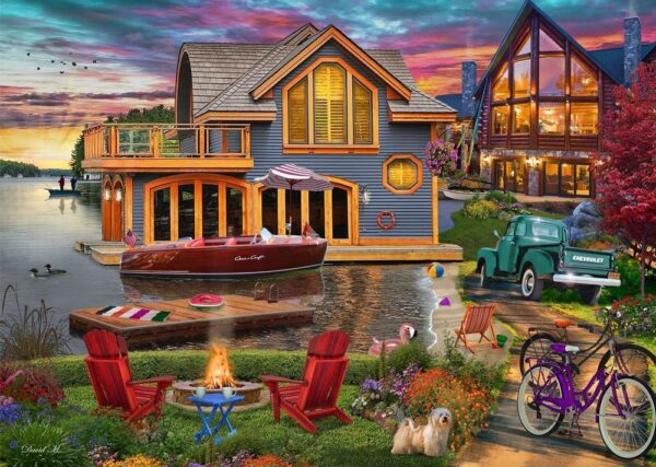 Home Sweet Home 3 - Lake Boathouse 1000 Piece Puzzle - Holdson