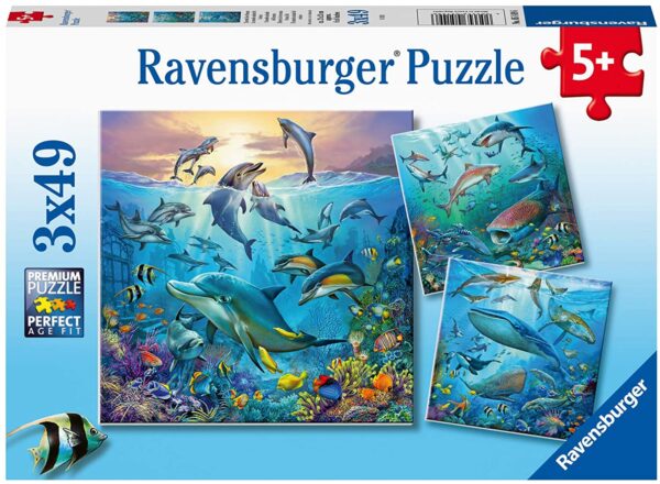 Ocean Life 3 x 49 Piece Puzzle - Ravensburger