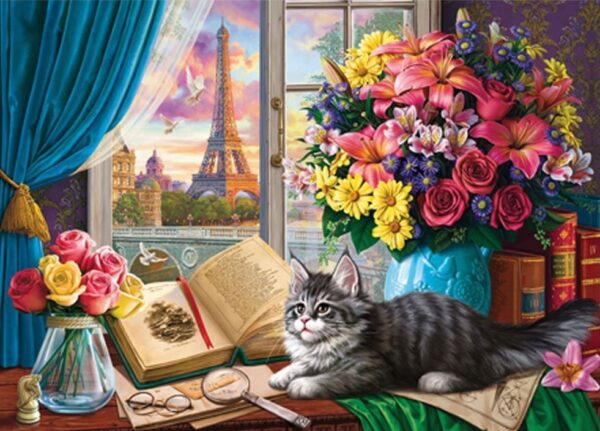 Window Wonderland - Tower for a Tabby 1000 Piece Puzzle - Holdson
