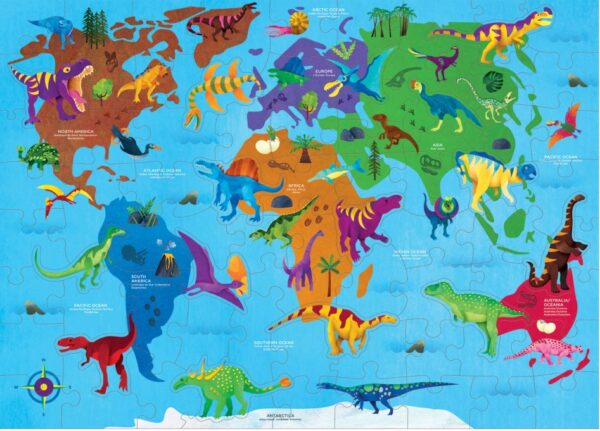 Dinosaur World Geography 80 Piece Puzzle