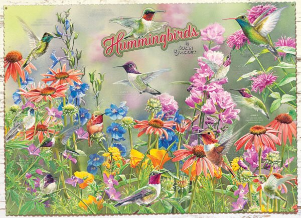 Puzzlers will love seeing their favorite Hummingbirds in a colorful and vibrant floral scene with scientific and common names labeld for each feathered friend. Take an adventure with