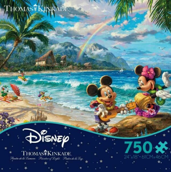 Thomas Kinkade Mickey & Minnie in Hawaii 750 Piece Puzzle - Ceaco
