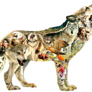 Native American Wolf 750 piece Shaped Puzzle - Sunsout