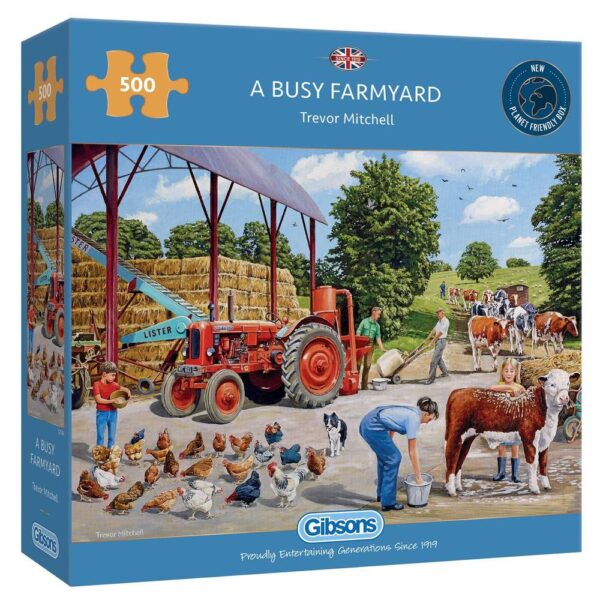 A Busy Farmyard 500 Piece Puzzle - Gibsons