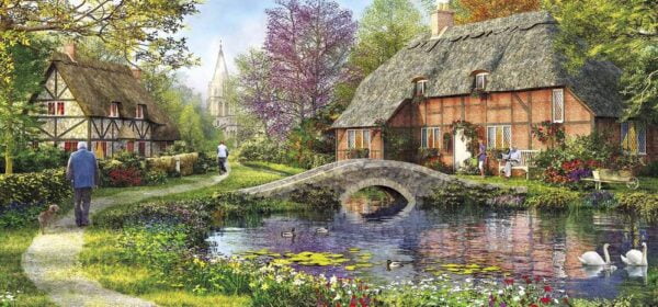 Cottage by the Brook 636 Piece Puzzle - Galison