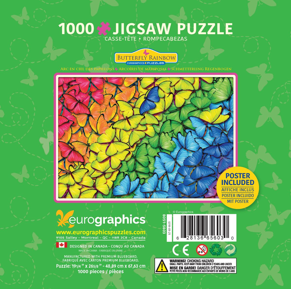 Eurographics Puzzle in Tin Butterfly Rainbow 1000 Piece Puzzle for Adults 