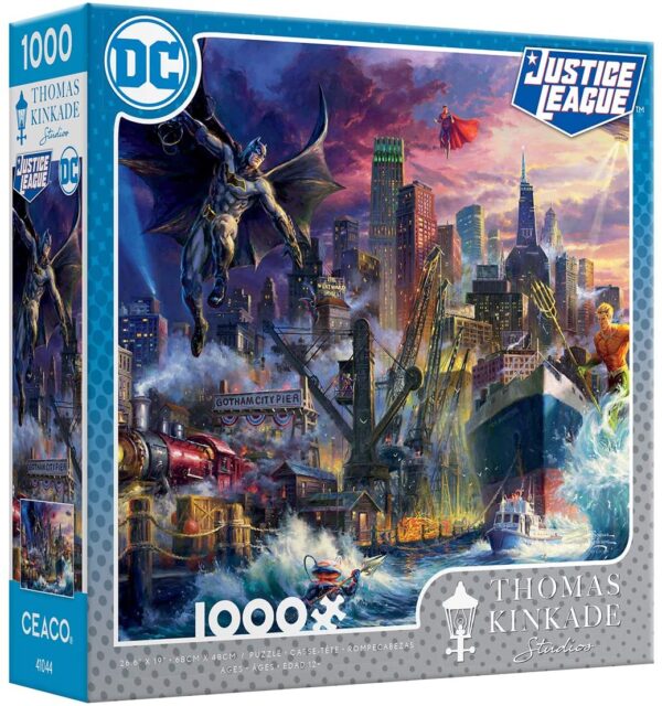 Thomas Kinkade - Justice League Showdown at Gotham Pier 1000 Piece Puzzle - Ceaco