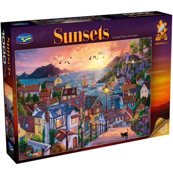 Sunsets - Coastal Town at Sunset 1000 Piece Puzzle - Holdson