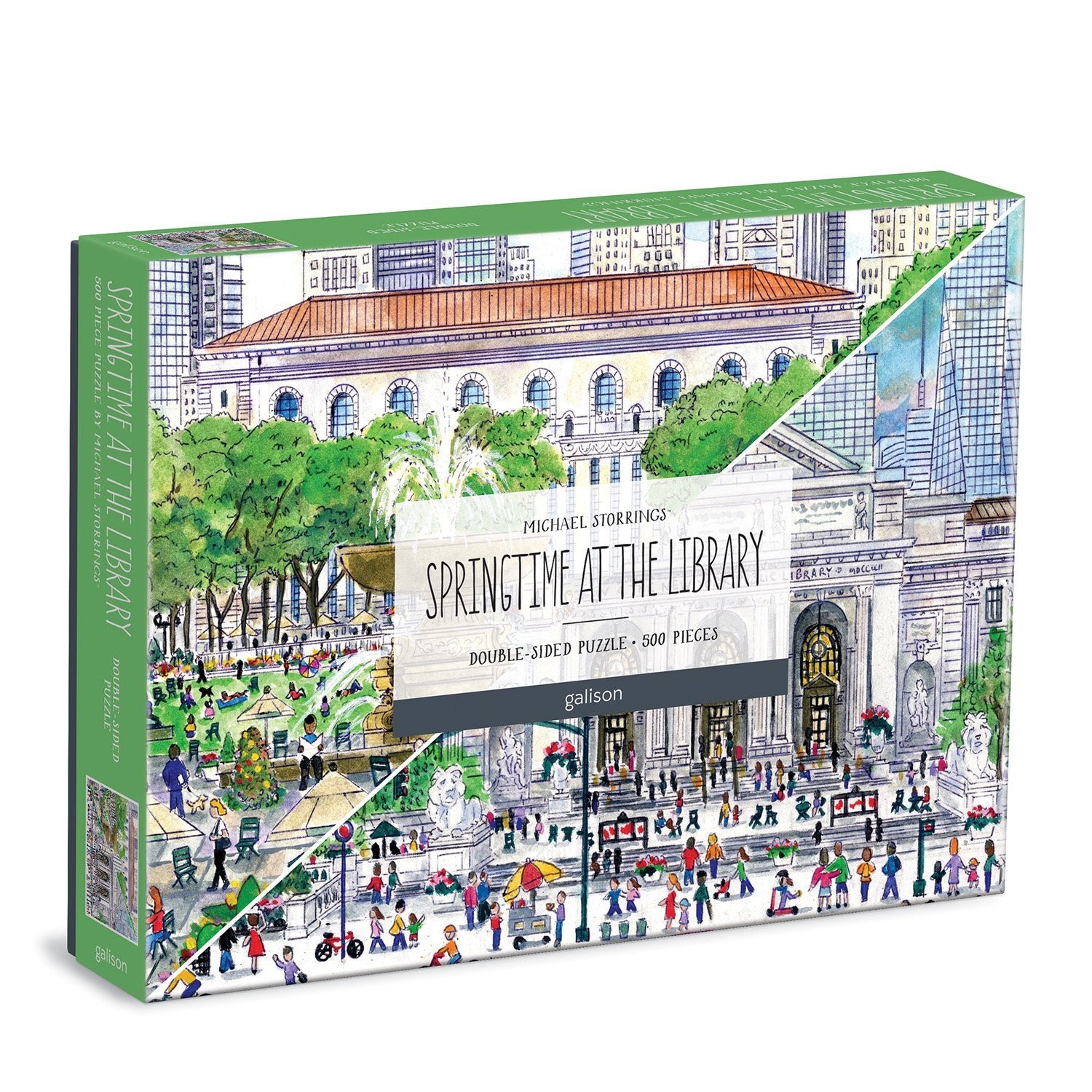 Michael Storrings - Spring Time at the Library 500 Piece Double Sided Puzzle - Galison