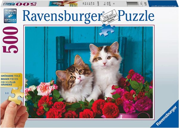 Kittens and Roses 500 larger Piece Puzzle