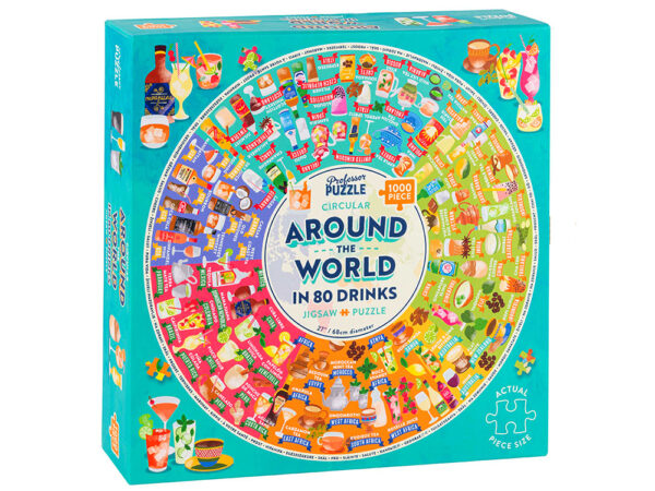 Around the World in 80 Drinks Circular Jigsaw Puzzle