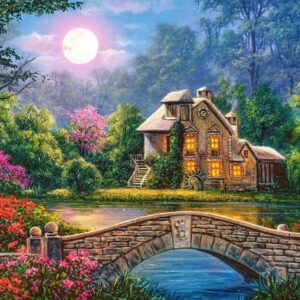 Cottage in the Moon Garden 1000 Piece Puzzle