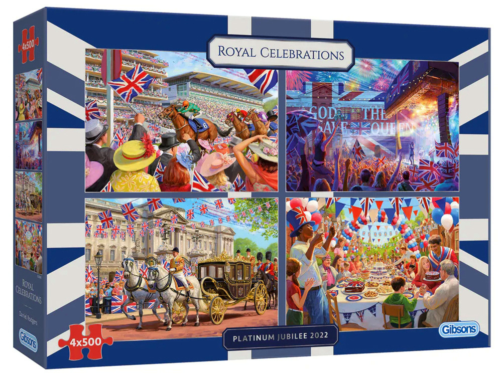 Gibsons - Royal Celebrations - Platinum Jubilee 2022, 4 X 500 Piece Puzzle ***DAMAGED BOX***