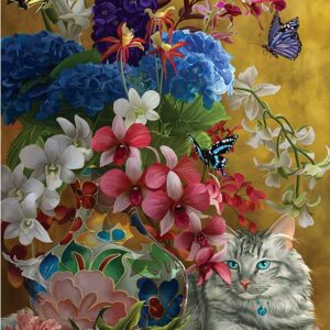 Gilded cats & Flowers 1000 Piece Puzzle