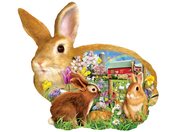Springtime Bunnies Shaped 1000 Piece Puzzle