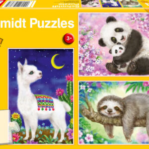 Panda, Llama, Sloth 3 x 49 Piece Puzzle