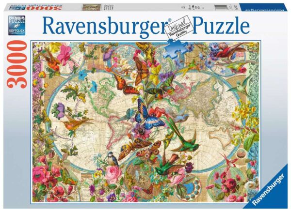 Flora & Fauna World Map 3000 Piece Puzzle