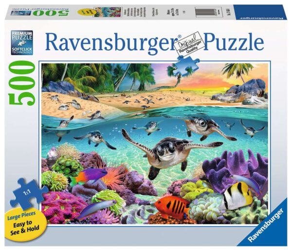 Race of the Baby Sea Turtles 500 Large Piece Puzzle