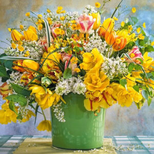 Spring Flowers in Green Vase 1000 Piece Puzzle