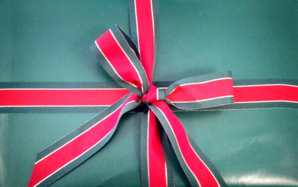 Forest Green with Red Green Gold Ribbon