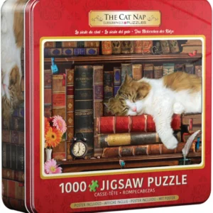 Eurographics - Puzzle in a Tin - The Cat Nap 1000 Piece Puzzle - ***DAMAGED TIN***