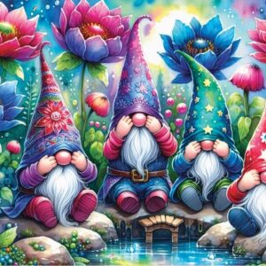 Delfy - Gnomes Among Flowers 1000 Piece Puzzle