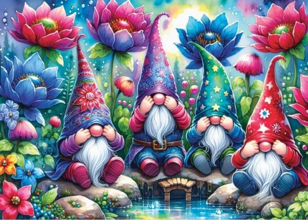 Delfy - Gnomes Among Flowers 1000 Piece Puzzle
