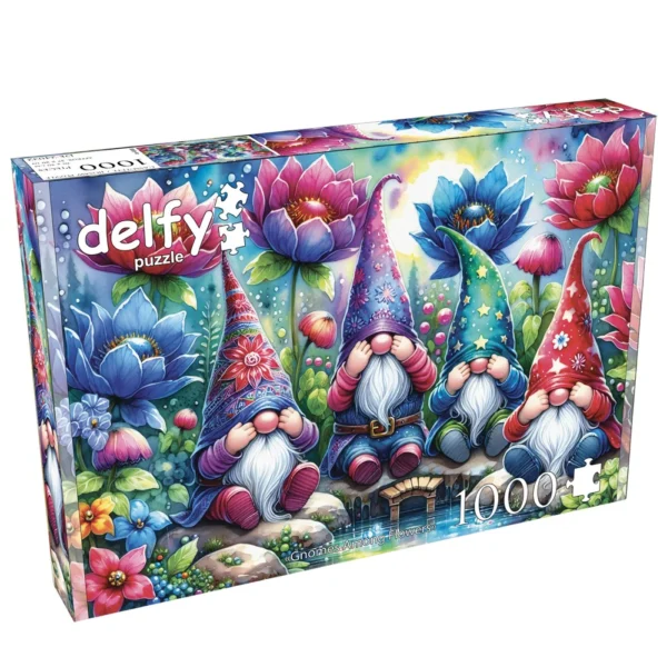 Delfy - Gnomes Among Flowers 1000 Piece Puzzle - Image 2