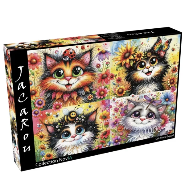 Jacarou Cat-Titude Squad 1000 Piece Puzzle - Image 2