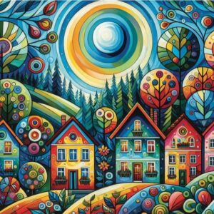 Jacarou - Lovely Colorful Village 1000 Piece Puzzle