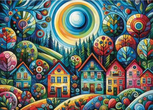 Jacarou - Lovely Colorful Village 1000 Piece Puzzle