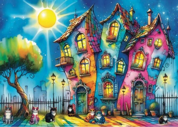 Jacarou - Meowtiful Night 1000 Piece Puzzle
