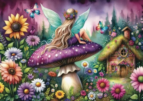 Jacarou - Purple Mushroom Rest 1000 Piece Puzzle