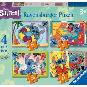 Ravensburger - Disney Stitch, Vacay Mode 4 in a Box Puzzle Set