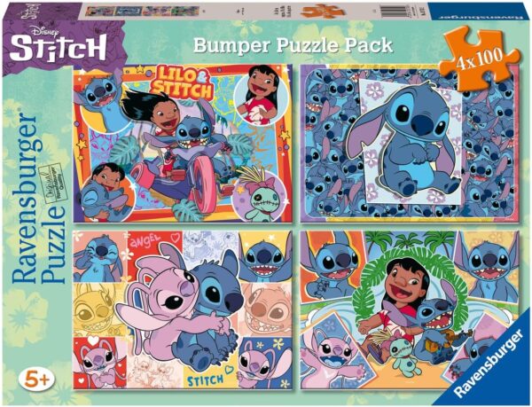 Ravensburger - Disney Stitch Bumper Puzzle Pack 4 x 100 Piece Puzzle Set