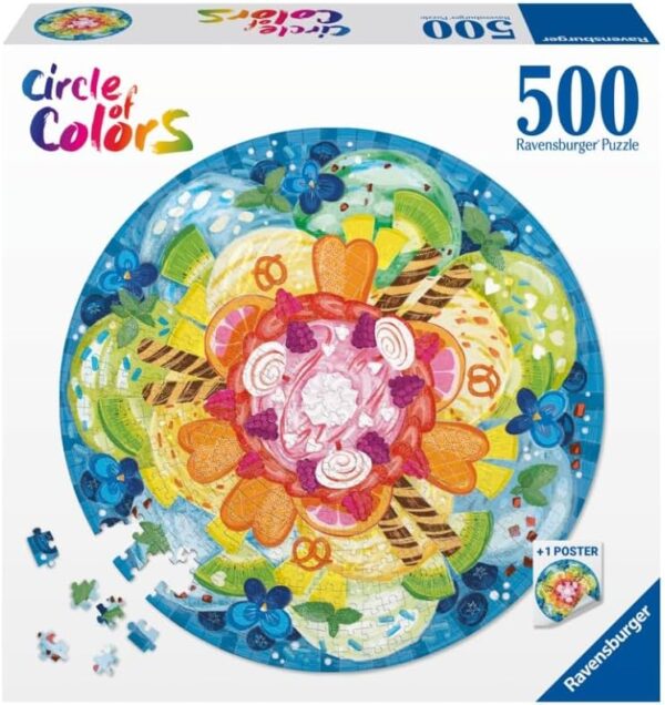 Ravensburger - Circle of Colors Ice Cream, 500 Piece Round Puzzle