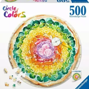 Ravensburger - Circle of Colors Pizza 500 Piece Round Puzzle
