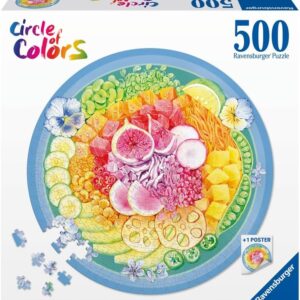 Ravensburger - Circle of Colors Poke Bowl, 500 Piece Round Puzzle