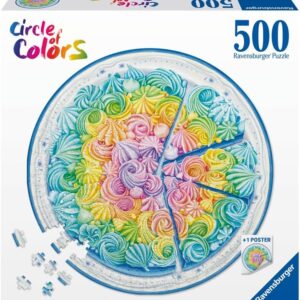 Ravensburger - Circle of Colors Rainbow Cake, 500 Piece Round Puzzle