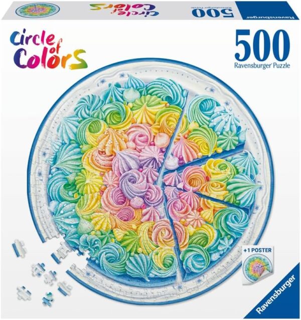 Ravensburger - Circle of Colors Rainbow Cake, 500 Piece Round Puzzle