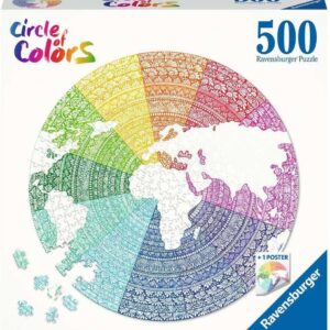 Ravensburger - Circle of Colors Mandala, 500 Piece Round Puzzle