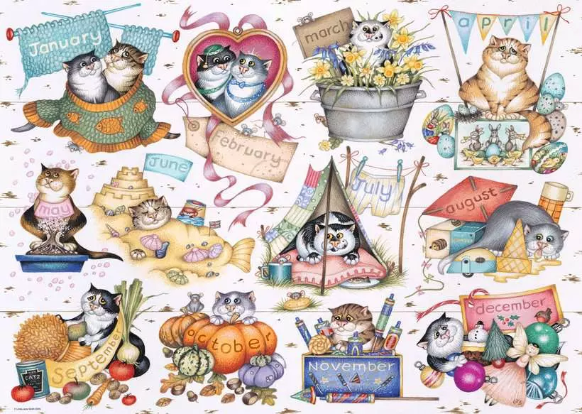 Ravensburger - Crazy Cats, A Cat's Year 1000 Piece Puzzle
