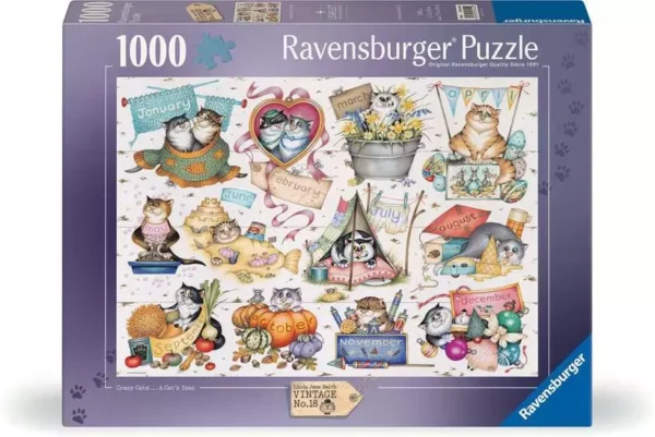 Ravensburger - Crazy Cats, A Cat's Year 1000 Piece Puzzle - Image 2
