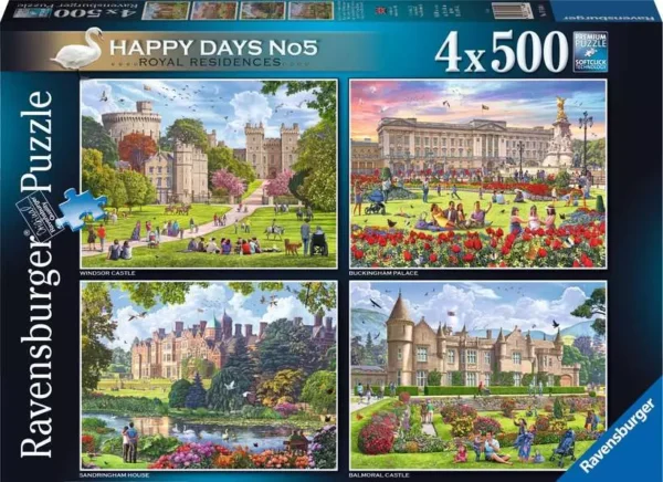Ravensburger - Happy Days No 5, Royal Residences 4 x 500 Piece Puzzles